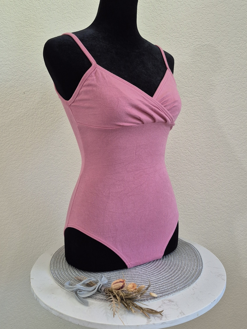 Pink Women's Wrap-Front Ballet Dance Bodysuit Top